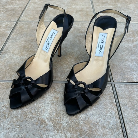 Jimmy Choo black leather sandals